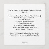 Uitnodiging voor St. Patrick's Tropical Pool Party (Achterkant)