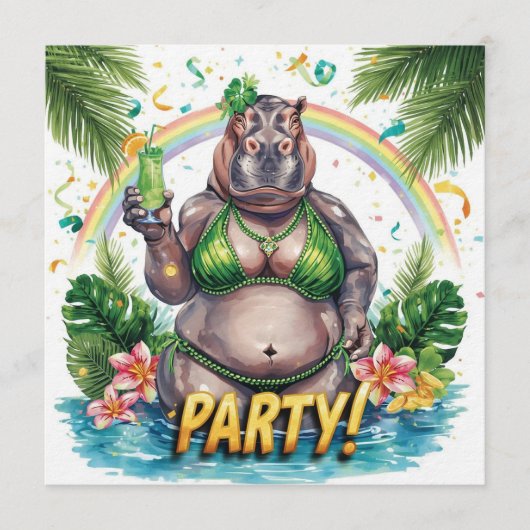Uitnodiging voor St. Patrick's Tropical Pool Party (Voorkant)