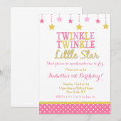 Uitnodiging voor Star Birthday Party (Voorkant / Achterkant)