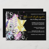 Uitnodiging voor Star Jewish Wedding Jubileum Part (Voorkant / Achterkant)