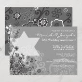 Uitnodiging voor Star Jewish Wedding Jubileum Part (Voorkant / Achterkant)