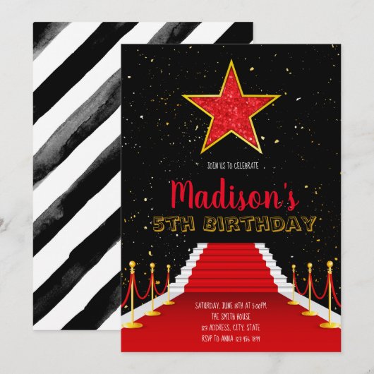 Uitnodiging voor Star Red Carpet (Voorkant / Achterkant)