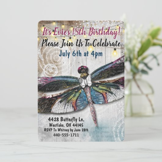 Uitnodiging voor stargazer Dragonfly-partij (Staand voorkant)