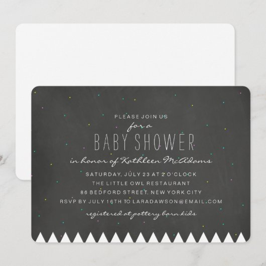 Uitnodiging voor Starry Mountain Baby shower (Voorkant / Achterkant)