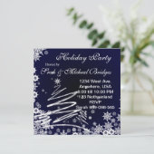 Uitnodiging voor Starry Snowy Night Holiday Party (Staand voorkant)