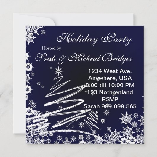 Uitnodiging voor Starry Snowy Night Holiday Party (Voorkant)