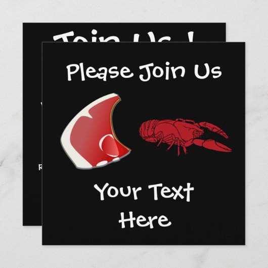 uitnodiging voor Steak en Lobster (Voorkant / Achterkant)