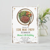 Uitnodiging voor Steak Night BBQ-feest (Staand voorkant)