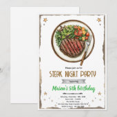 Uitnodiging voor Steak Night BBQ-feest (Voorkant / Achterkant)
