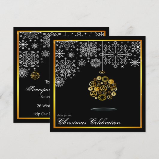 uitnodiging voor steampunk kerstmis (Voorkant / Achterkant)