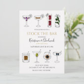 Uitnodiging voor Stock the Bar Bruiloftsdouche (Staand voorkant)