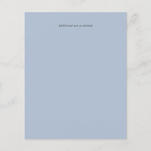 Uitnodiging voor Stofblauwe Trouwceremonie en -rec Flyer (Achterkant)