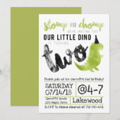 Uitnodiging voor Stomp en Kauw Dinosaurussen Dino  (Voorkant / Achterkant)