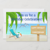 Uitnodiging voor strand- en oceaanverjaardag (Voorkant)
