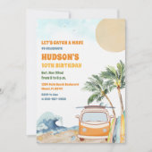 Uitnodiging voor strand surf verjaardagsfeestje (Voorkant)