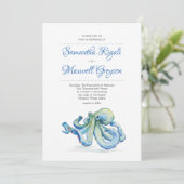 Uitnodiging voor strandbruiloft, Octopus (Staand voorkant)