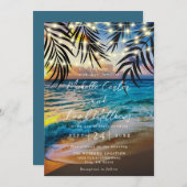 Uitnodiging voor strandbruiloft op Sunset String L (Voorkant / Achterkant)