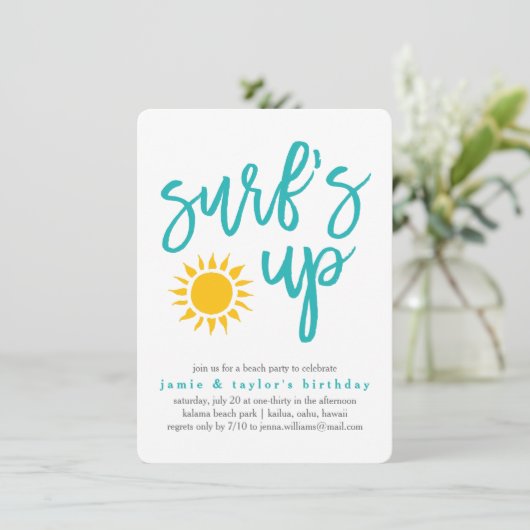 Uitnodiging voor strandfeest (Staand voorkant)