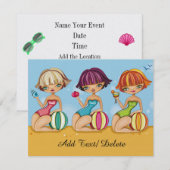 Uitnodiging voor strandfeest (Voorkant / Achterkant)