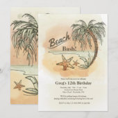 Uitnodiging voor strandfeest (Voorkant / Achterkant)