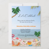 Uitnodiging voor strandfeest, gezinsstrandfeest in (Voorkant)