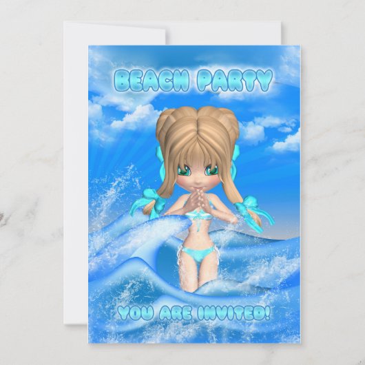 uitnodiging voor strandfeest - leuk strandfeest in (Voorkant)