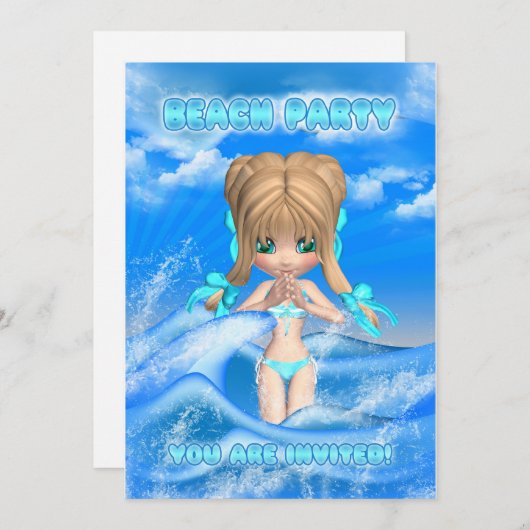 uitnodiging voor strandfeest - leuk strandfeest in (Voorkant / Achterkant)