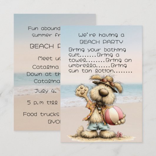 Uitnodiging voor strandfeest met vrienden (Voorkant / Achterkant)
