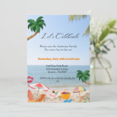 Uitnodiging voor strandfeest, zomer strandfeest me (Staand voorkant)