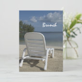 Uitnodiging voor strandloungestoel na huwelijksbru (Staand voorkant)