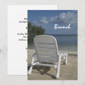 Uitnodiging voor strandloungestoel na trouwbrunch (Voorkant / Achterkant)