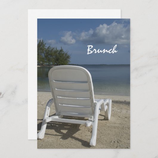 Uitnodiging voor strandloungestoel na trouwbrunch (Voorkant / Achterkant)