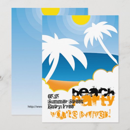 uitnodiging voor strandpartij (Voorkant / Achterkant)