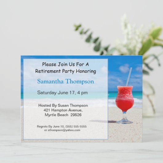 Uitnodiging voor strandpensioen (Staand voorkant)