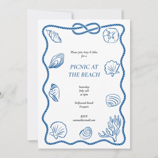 Uitnodiging voor strandpicknick (Voorkant)