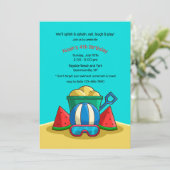 Uitnodiging voor strandspelen (Staand voorkant)