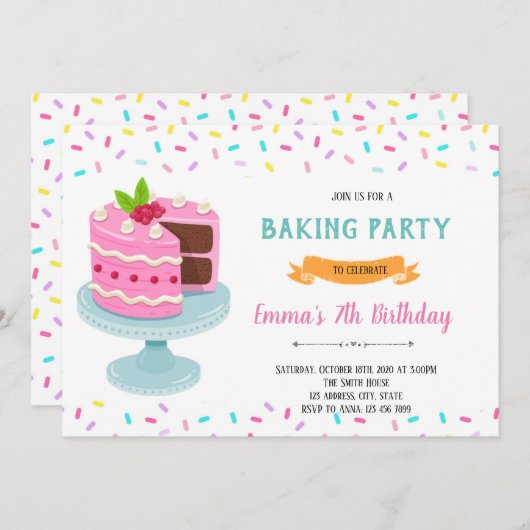 Uitnodiging voor strooicakefeestje (Voorkant / Achterkant)