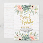 Uitnodiging voor succulenten bruids-shower brunch (Voorkant / Achterkant)