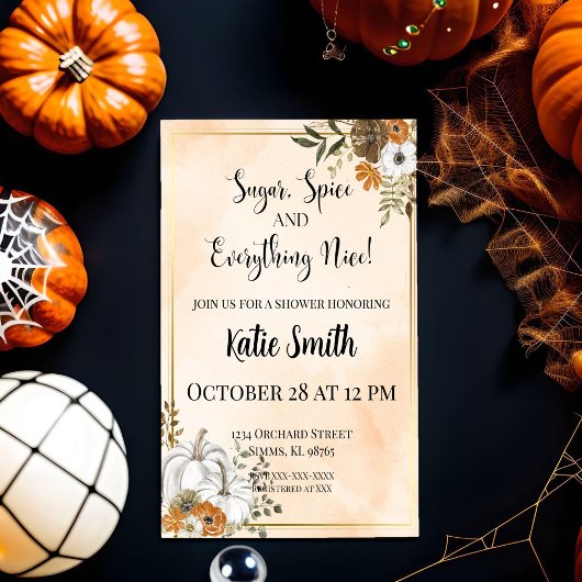 Uitnodiging voor Sugar and Spice Herfst Bruiloft