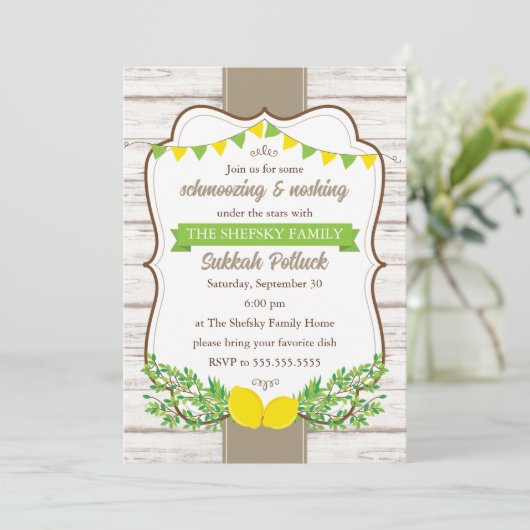 Uitnodiging voor Sukkah Potluck Sukkot (Staand voorkant)