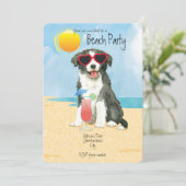 Uitnodiging voor Summer Border Collie Beach Party (Staand voorkant)