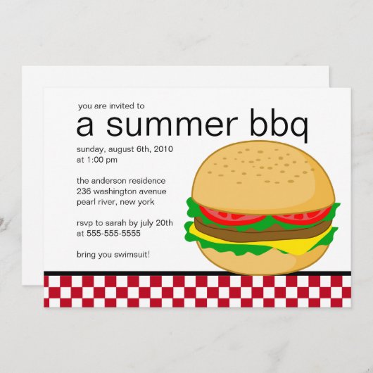 Uitnodiging voor Summer Party BBQ (Voorkant / Achterkant)