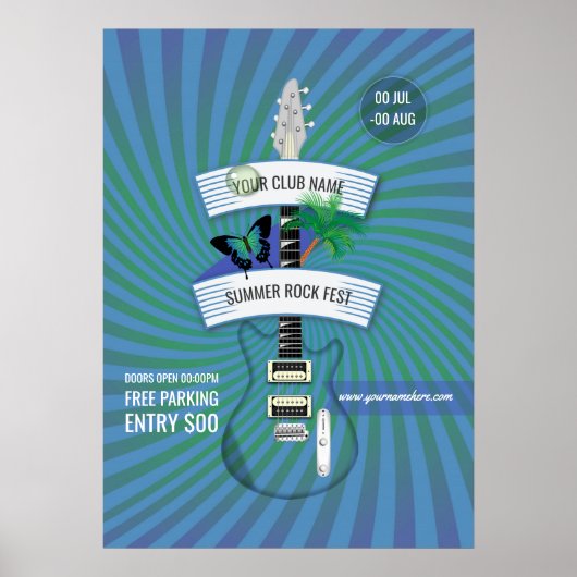 Uitnodiging voor Summer Rock Festival met logo Poster (Voorkant)