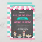 Uitnodiging voor sundae feestje zelf samenstellen (Voorkant / Achterkant)