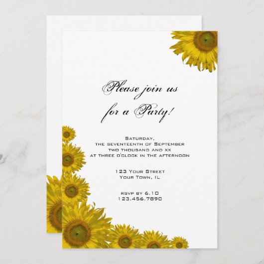 Uitnodiging voor Sunflower Edge (Voorkant / Achterkant)