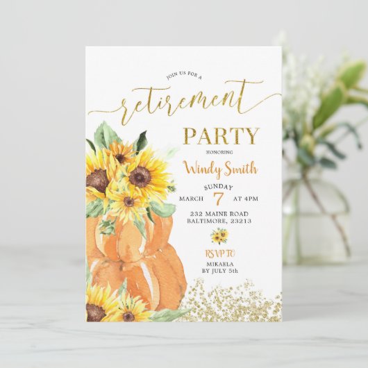 Uitnodiging voor Sunflower Pumpkin-Herfst (Staand voorkant)