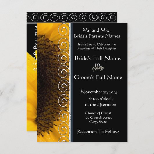 Uitnodiging voor Sunflower Weddenschap (Voorkant / Achterkant)