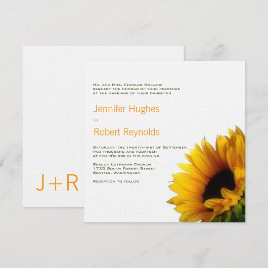 Uitnodiging voor Sunflower Weddenschap (Voorkant / Achterkant)