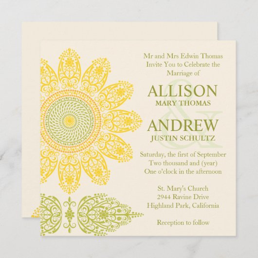 Uitnodiging voor Sunflower Weddenschap (Voorkant / Achterkant)
