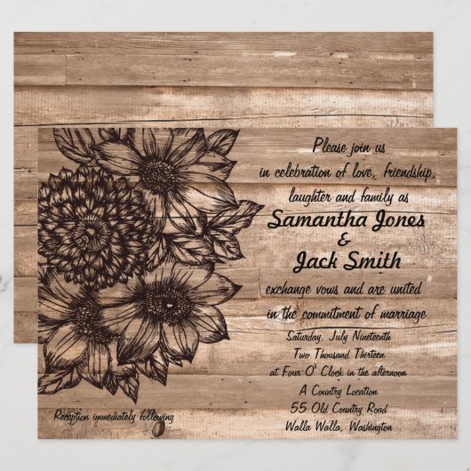 Uitnodiging voor Sunflower Weddenschap (Voorkant / Achterkant)